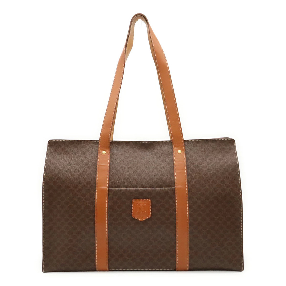 Celine Macadam Tote Bag Shoulder Hobo Leather Dark Brown
